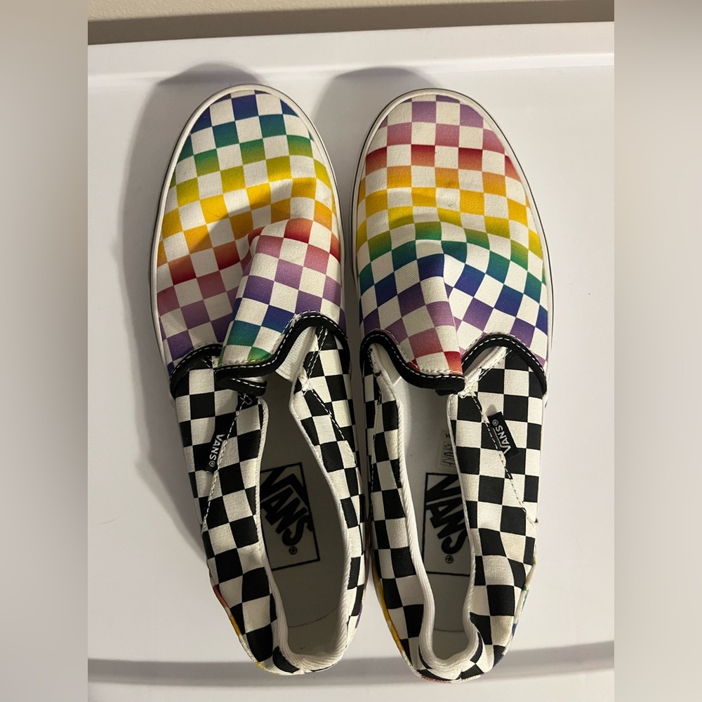 Vans women’s Multicolor Checkerboard Slip-On Sneakers